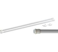 Maurer - Barra visillo extensible 23-38 cm con muelle de presión, soportes y ventosas (2 piezas)