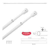 Maurer barra visillo extensible 70/88 cm. con soporte, sin muelle (2 p