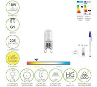 Maurer bombilla halogena g-9. 18 w. 205 lumenes. luz cálida (3.000º