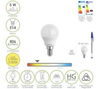 Maurer bombilla led esferica rosca e14. 5 watt. equivale a 55 watt. 80