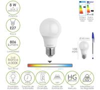 Maurer bombilla led estandar rosca e27. 8 watt. equivale a 65 watt. 80
