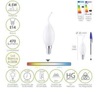 Maurer bombilla led filamento vela llama esmerilada e14. 4,5 watt. equ