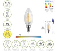 Maurer bombilla led filamento vela rosca e14. 4,5 watt. equivale a 40