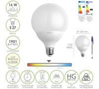 Maurer bombilla led globo rosca e27. 16 watt. equivale a 130 watt. 190