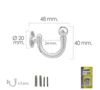 Maurer gancho cromado atornillabe 48 mm. con tacos y tornillos (bliste