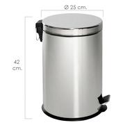Maurer papelera inox 12 lt. 25x42cm, metal, gris, 28x27x41 cm