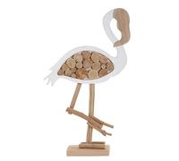 Mauro Ferretti Italian Design Escultura Flamingo Nature 31 x 9 x 56 cm de Madera de Tanoak Wood Blanco Natural