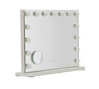 Mauro Ferretti Italian Design Espejo de Mesa Hollywood, Hierro y Espejo, Blanco, 55 x 14 x 43 cm