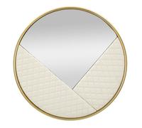 Mauro Ferretti Italian Design Espejo de Pared Sharon Ø80 x 3 cm, Hierro, Blanco y Dorado