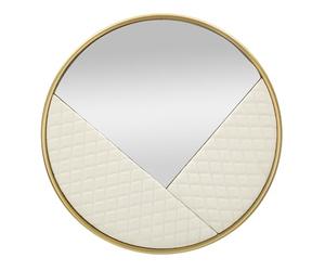 Mauro Ferretti Italian Design Espejo de Pared Sharon Ø80 x 3 cm, Hierro, Blanco y Dorado