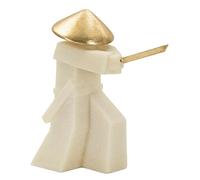 Mauro Ferretti Italian Design Estatua Samurai Toku Quarzy de Polyresin y Metal Blanco y Oro 30 x 34 x 12 cm