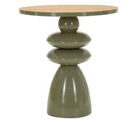 Mauro Ferretti Italian Design Mesa Auxiliar de Metal con Tablero de Madera, diámetro 45,5 x 49 cm