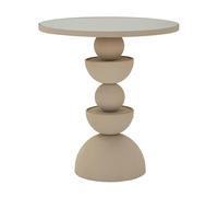 Mauro Ferretti Italian Design Mesa Auxiliar Dune con Espejo, diámetro 45 x 49,5, Iron, Cream, 49,5 x 45 x 45 cm