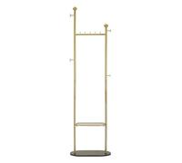 Mauro Ferretti Italian Design Perchero Olaf, Metal y mármol Artificial, Dorado/Negro, 178 x 48 x 30 cm