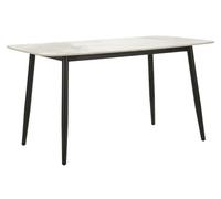 Mauro Ferretti Josh - Mesa de comedor con tablero de mármol de metal negro, 138 x 78 x 76 cm