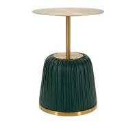 Mauro Ferretti Mesa auxiliar Egle verde, 40 x 55 cm de diámetro, metal y PU, gris/verde