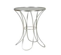 Mauro Ferretti Mesa auxiliar Trixy, 56 x 68 cm de diámetro, metal plateado y cristal templado