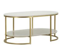 Mauro Ferretti Mesa de café Izmir 90 x 60 x 45 cm de hierro y mármol dorado y blanco