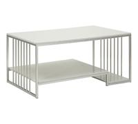 Mauro Ferretti Mesa de café Kayseri 90 x 60 x 45 cm, hierro y mármol, plata y blanco