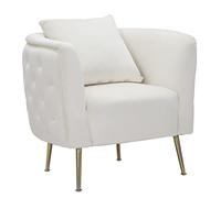 Mauro Ferretti Mesita de noche con puff POK cm Ø 52 x 70 - Ø 36 x 39, blanco/dorado