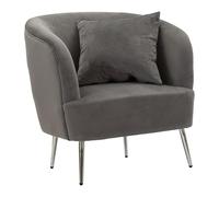 Mauro Ferretti Sillón Silvery con cojín, 73 x 66 x 78 cm, terciopelo gris y plateado