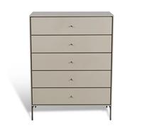 Mavis Cómoda Volt 5 cajones beige Detalles en acero inoxidable