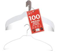 MAWA Light - Juego de 100 Perchas Antideslizantes para Camisas y Blusas (42 cm, Gancho Giratorio de 360° y Revestimiento Antideslizante), Color Blanco