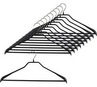 MAWA Perchas de Ropa, Set de 10 Unidades, Antideslizantes, con Barra para Pantalones, Ideales para Prendas Exteriores, Abrigos o Chaquetas, Giratorias 360°, 42 cm, Negro