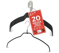 MAWA Perchas Light, Set de 20 Perchas Ahorra Espacio y Antideslizantes, Ideales para Camisas y Blusas, Gancho Giratorio 360° con Revestimiento Antideslizante, 42 cm, Negro