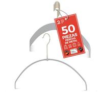 MAWA Perchas Light, Set de 50 Perchas Ahorra Espacio y Antideslizantes, Ideales para Camisetas, Tops y Suéteres Ligeros, Gancho Giratorio 360°, 40 cm, Platedo
