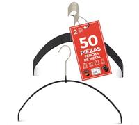 MAWA Perchas Light, Set de 50 Perchas Ahorra Espacio y Antideslizantes, Ideales para Camisetas, Tops y Suéteres Ligeros, Gancho Giratorio 360°, 40 cm, Negro