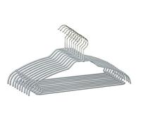 MAWA Perchas metálicas Antideslizantes Que ahorran Espacio. Modelo Silhouette Light/FTU. Tiene Ganchos para Colgar y una Barra para Accesorios, 42cm x 20,3cm Alto x 4 mm de Grueso [10 Unidades] Plata
