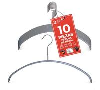 MAWA Perchas, Set de 10 Perchas Ahorra Espacio y Antideslizantes, Ideales para Camisetas y Suéteres, Gancho Giratorio 360°, Revestimiento Antideslizante, 36 cm, Platedo