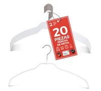 MAWA Perchas, Set de 20 Perchas Ahorra Espacio y Antideslizantes, Gancho Giratorio 360°, Ideales para Blusas, Camisas y Camisetas, 36 cm, Blanco, Fabricadas en Alemania