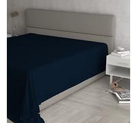 MAX Color - Sábana encimera, 100% algodón, Color Liso, Azul Oscuro, Matrimonio Maxi, 270 x 300 cm