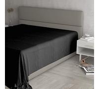 MAX Color - Sábana encimera, 100% algodón, Color Liso, Negro, para Cama de Matrimonio Maxi, 270 x 300 cm