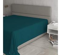 MAX Color - Sábana encimera, 100% algodón, Color Liso, Verde petróleo, Matrimonio Maxi, 270 x 300 cm