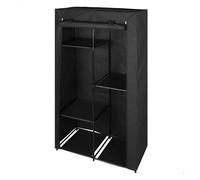 Max home armario ropero tela 3 estantes 1 barra para perchas 88x45x167 cm negro