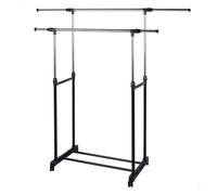 Aktive Perchero de ropa Max Home – altura ajustable doble barra balda zapatero ruedas negro/acero