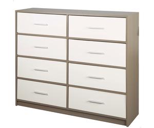 Max Home Cómoda de 8 cajones en blanco y madera
