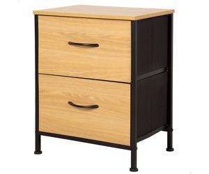 Max Home - Cómoda madera y tela, tamaños variados, cajoneras, almacenaje inteligente, estructura metálica, resistente y duradera, efecto roble, cajonera dormitorio, muebles habitación, mueble ligero,