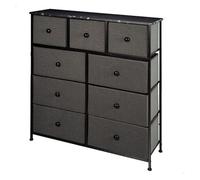 Aktive Cómoda dormitorio Max Home (18406) 9 cajones de tela 100x30x100 cm acero/madera gris/negro