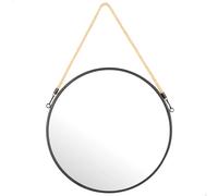 Max Home - Espejo de pared, redondo, con cuerda de yute, decorativo, espejos de metal, diseño moderno, marco negro, para recibidor, dormitorio, baño, estilo minimalista