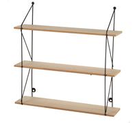 Max Home - Estantería de pared, rectangular, 50x12x49 cm, peso máximo 6 kg, 3 baldas, para colgar, estructura metálica negra, efecto madera natural, para salón, recibidor, baño, dormitorio