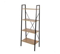 Aktive – Estantería Max Home 18419, 4 estantes, acero negro y madera, fácil montaje