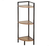 Max Home - Estantería esquinera varios niveles, acero negro, madera, fácil montaje, muebles de salón, oficina, dormitorio, estanterías para decoración entrada, salón, dormitorio, librería, expositor