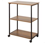 AKTIVE MAX Home Estantería con Ruedas, 3 estantes, 48x30x62 cm, Acero y Madera, Fácil Montaje, Resistente, Duradera, Muebles de salón, Estanterías Madera, Librería (18457)