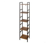 AKTIVE MAX Home Estantería almacenaje, 30x24x144 cm, 5 estantes, Estanterías Altas, Acero y Madera, Fácil Montaje, Resistente, Duradera, Muebles de salón, Estanterías Madera, Librería (18456)