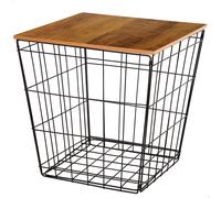 Aktive Mesa auxiliar Max Home – tapa efecto madera, estilo industrial, estructura metálica negra