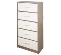 Max Home - Mesita de noche multiusos, color gris y blanco, con cajones de tela y aglomerado, estilo moderno, sistema de almacenaje, organización hogar, decoración, mueble para vestidor, almacena ropa